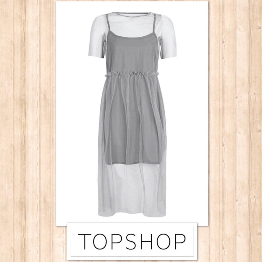 Overlay Mesh Midi Dress